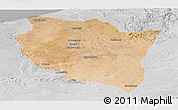 Satellite Panoramic Map of Settat, lighten, desaturated