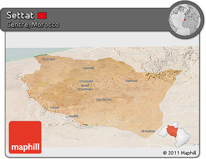 Satellite Panoramic Map of Settat, lighten