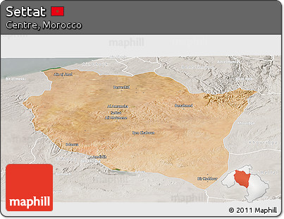 Satellite Panoramic Map of Settat, lighten, semi-desaturated