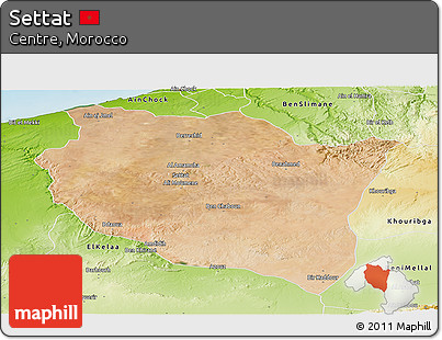 Satellite Panoramic Map of Settat, physical outside