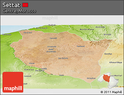 Satellite Panoramic Map of Settat, physical outside