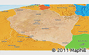 Satellite Panoramic Map of Settat, political outside