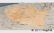 Satellite Panoramic Map of Settat, semi-desaturated