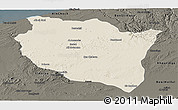 Shaded Relief Panoramic Map of Settat, darken