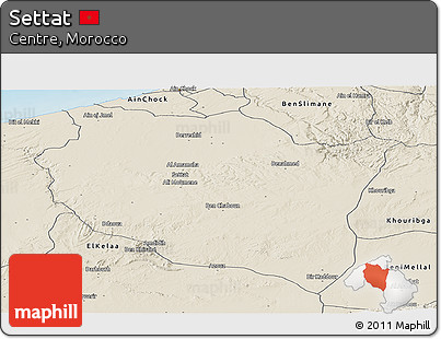 Shaded Relief Panoramic Map of Settat