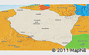 Shaded Relief Panoramic Map of Settat, political outside