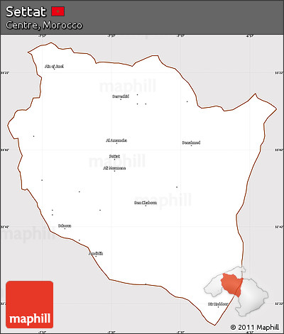Classic Style Simple Map of Settat, cropped outside