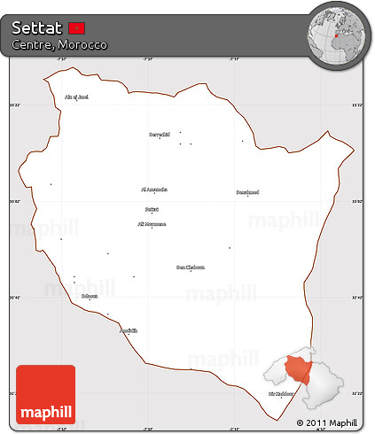 Classic Style Simple Map of Settat, cropped outside