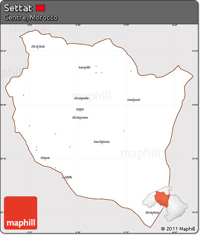 Classic Style Simple Map of Settat, cropped outside