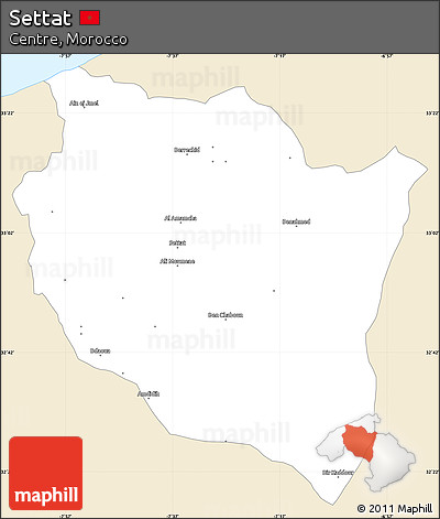 Classic Style Simple Map of Settat, single color outside