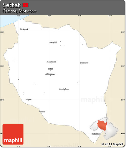 Classic Style Simple Map of Settat, single color outside