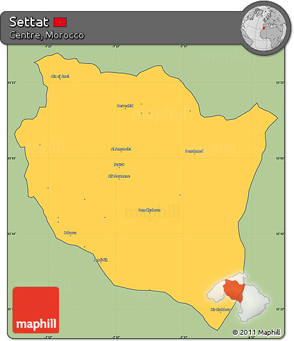 Savanna Style Simple Map of Settat, cropped outside
