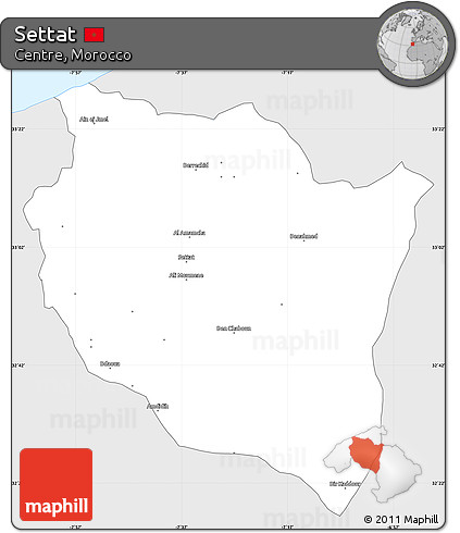 Silver Style Simple Map of Settat, single color outside