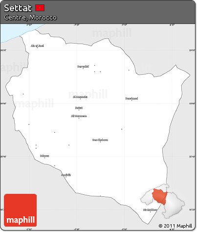 Silver Style Simple Map of Settat, single color outside
