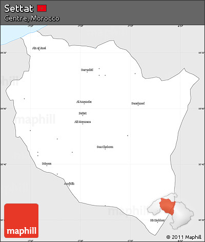 Silver Style Simple Map of Settat, single color outside