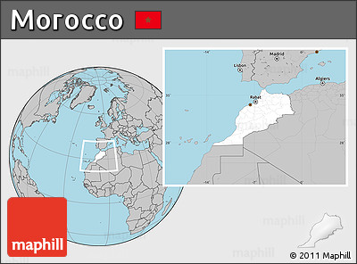 Blank Location Map of Morocco, gray outside