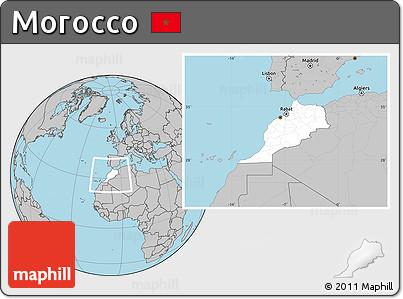 Blank Location Map of Morocco, gray outside