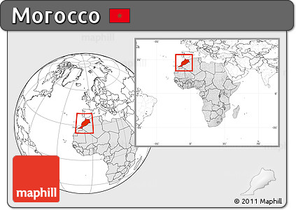 Blank Location Map of Morocco, highlighted continent, within the entire continent