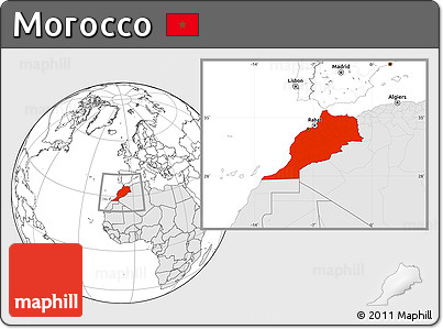 Blank Location Map of Morocco, highlighted continent