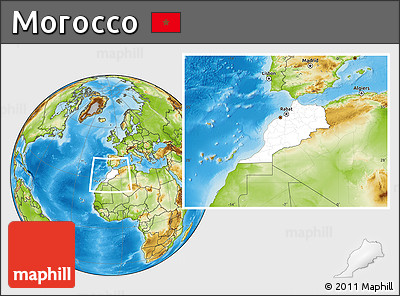 Blank Location Map of Morocco, physical outside