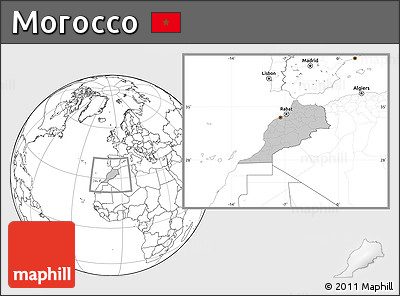 Gray Location Map of Morocco, blank outside