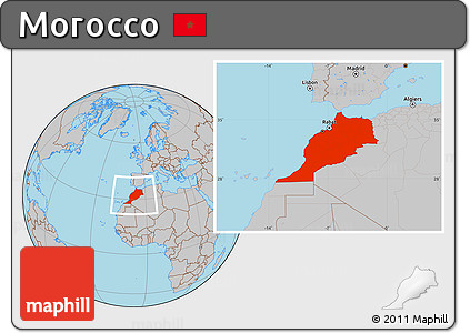 Gray Location Map of Morocco