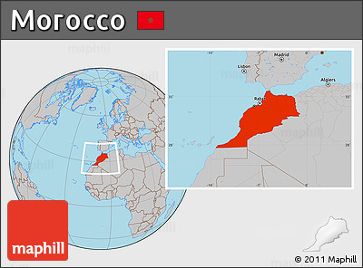 Gray Location Map of Morocco