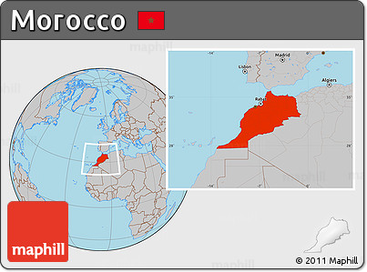 Gray Location Map of Morocco