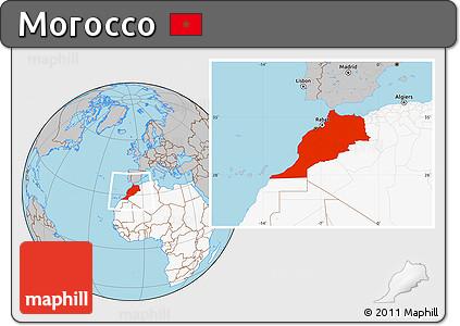 Gray Location Map of Morocco, highlighted continent