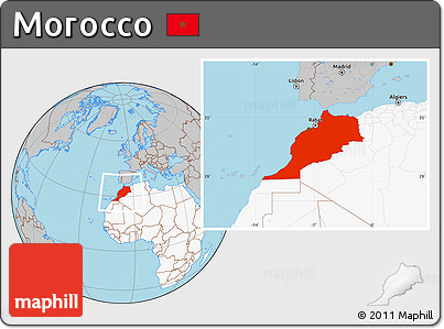 Gray Location Map of Morocco, highlighted continent