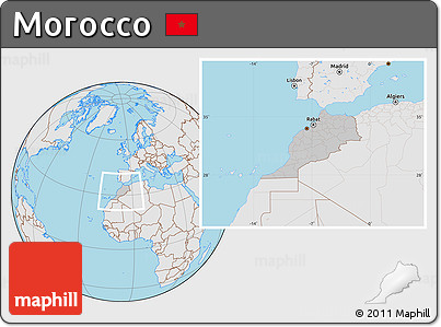 Gray Location Map of Morocco, lighten, desaturated, land only