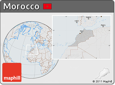 Gray Location Map of Morocco, lighten, semi-desaturated