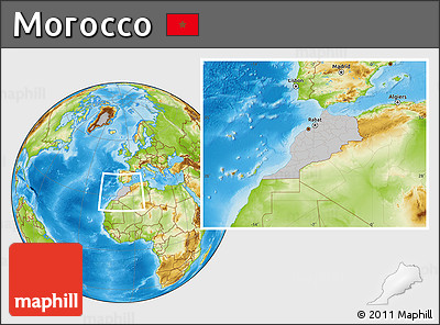 Gray Location Map of Morocco, physical outside