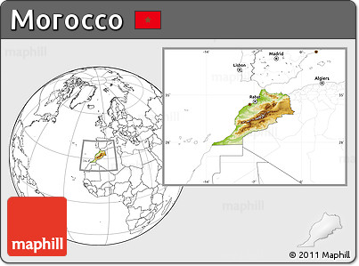 Physical Location Map of Morocco, blank outside