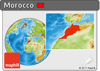 Physical Location Map of Morocco