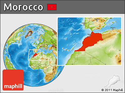 Physical Location Map of Morocco
