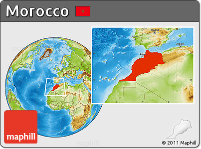 Physical Location Map of Morocco