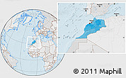 Political Location Map of Morocco, lighten, desaturated, land only