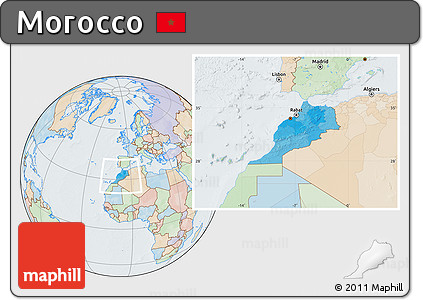 Political Location Map of Morocco, lighten