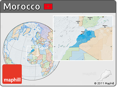 Political Location Map of Morocco, lighten