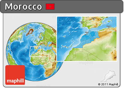 Political Location Map of Morocco, physical outside