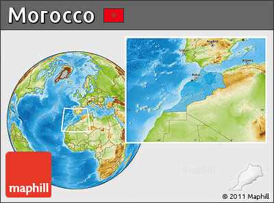 Political Location Map of Morocco, physical outside