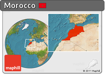 Satellite Location Map of Morocco