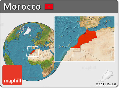 Satellite Location Map of Morocco