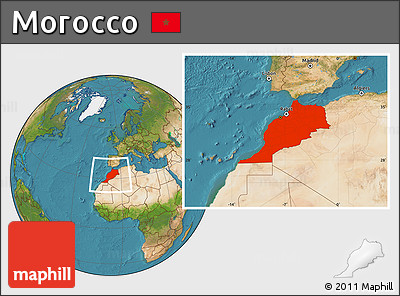 Satellite Location Map of Morocco