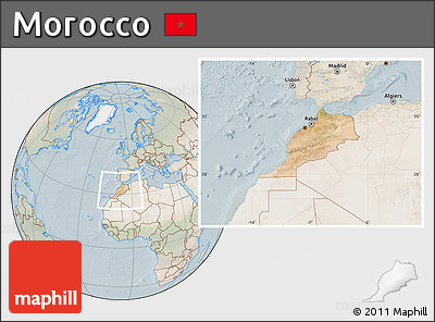 Satellite Location Map of Morocco, lighten