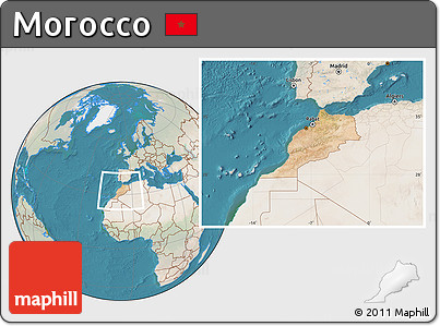 Satellite Location Map of Morocco, lighten, land only