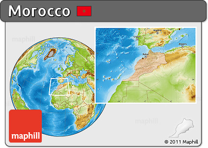 Satellite Location Map of Morocco, physical outside
