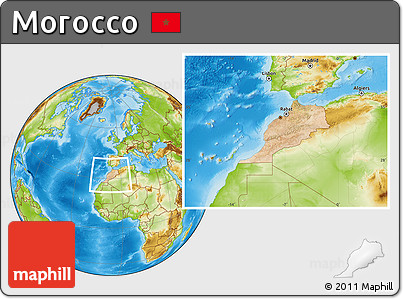 Satellite Location Map of Morocco, physical outside