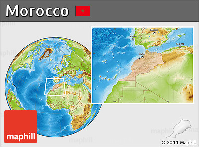 Satellite Location Map of Morocco, physical outside